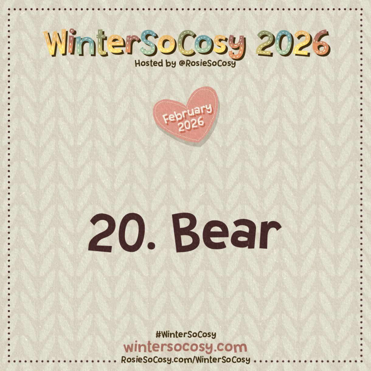 WinterSoCosy 2026 February Day 20: Bear