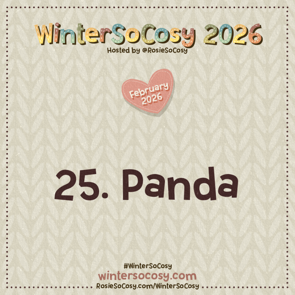 WinterSoCosy 2026 February Day 25: Panda