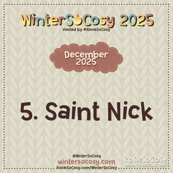 Announcement image for day 5 of WinterSoCosy 2025. The subject is Saint Nick.