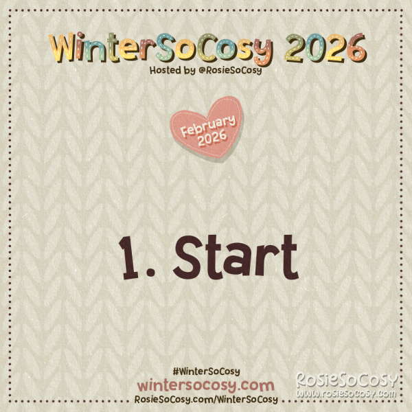 Announcement image for Day 1 of WinterSoCosy February 2026. The subject is Start.